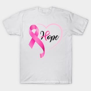 Cancer Awareness Pink Hope Ribbon - Breast Cancer Ribbon T-Shirt